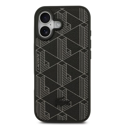 Apple iPhone 17 Kılıf Lacoste Orjinal Lisanslı M-safe Şarj Özellikli PU Deri Tasarımlı Kartlıklı Karışık Monogram Desenli Kapak