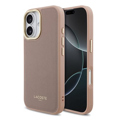 Apple iPhone 17 Kılıf Lacoste Orjinal Lisanslı M-safe Şarj Özellikli Champs Elysees PU Deri Tasarımlı Kapak