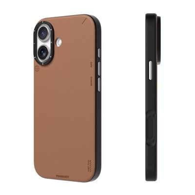 Apple iPhone 17 Kılıf M-safe Şarj Özellikli Basit Mat Deri Desenli Youngkit Tech Fashion Serisi Kapak