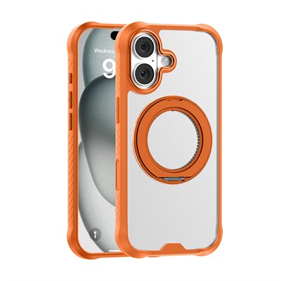 Apple iPhone 17 Kılıf M-safe Şarj Özellikli Parmak Ring Standlı Airbag Tasarımlı Mutural Obsidian Serisi Kapak