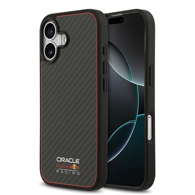 Apple iPhone 17 Kılıf Redbull Orjinal Lisanslı M-safe Şarj Özellikli Karbon Fiber Parlayan Logolu Kevlar Kapak