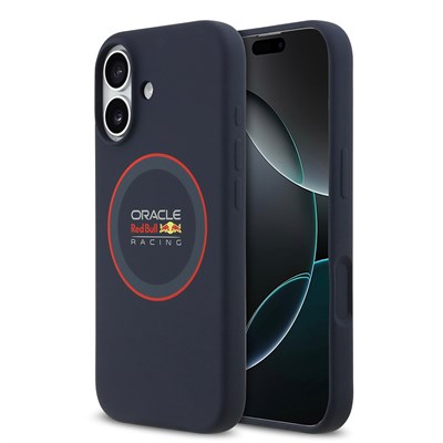 Apple iPhone 17 Kılıf Redbull Orjinal Lisanslı M-safe Şarj Özellikli Kırmızı Halka ve Logo Silikon Kapak