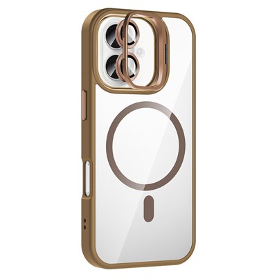 Apple iPhone 17 Kılıf Standlı ve Kamera Lens Hediyeli M-Safe Şarj Özellikli Zore Etro Kapak