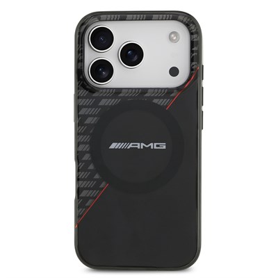 Apple iPhone 17 Pro Kılıf AMG Orjinal Lisanslı M-safe Şarj Özellikli Çift Katmanlı Kırmızı Çapraz Çizgili Kapak