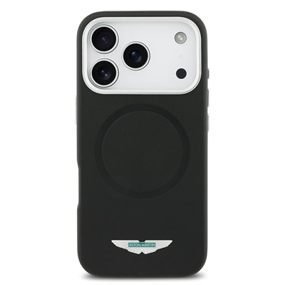 Apple iPhone 17 Pro Kılıf Aston Martin Orjinal Lisanslı M-safe Şarj Özellikli Metal Logolu PU Deri Kapak