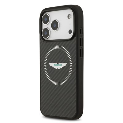 Apple iPhone 17 Pro Kılıf Aston Martin Orjinal Lisanslı M-safe Şarj Özellikli Karbon Fiber Kevlar Kapak