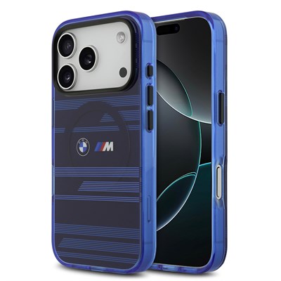Apple iPhone 17 Pro Kılıf BMW Orjinal Lisanslı M-safe Şarj Özellikli Metal Kamera Butonlu Yatay Şeritli M Dizayn Kapak