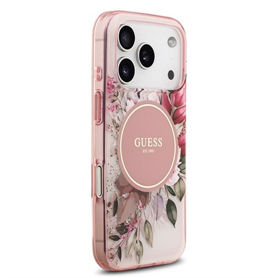 Apple iPhone 17 Pro Kılıf Guess Orjinal Lisanslı M-safe Şarj Özellikli Flower Tonal Circle Kapak