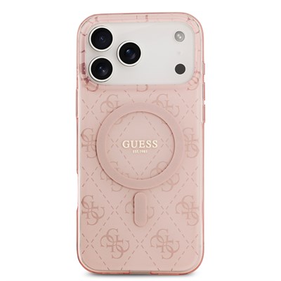 Apple iPhone 17 Pro Kılıf Guess Orjinal Lisanslı M-safe Şarj Özellikli IML Baskılı Klasik Logolu 4G Desenli Kapak