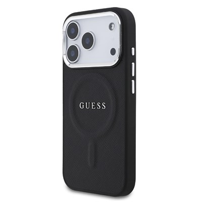 Apple iPhone 17 Pro Kılıf Guess Orjinal Lisanslı M-safe Şarj Özellikli Klasik Yazı Logolu PU Deri Kapak