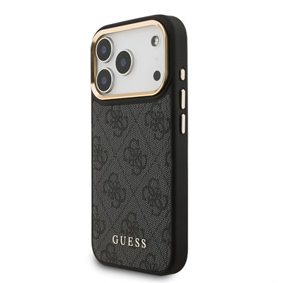 Apple iPhone 17 Pro Kılıf Guess Orjinal Lisanslı M-safe Şarj Özellikli 4G Metal Büyük Logolu Kartlıklı Kapak