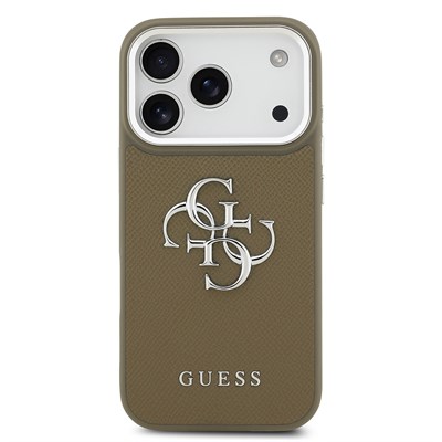 Apple iPhone 17 Pro Kılıf Guess Orjinal Lisanslı Grained 4G Metal Büyük Logolu Kapak