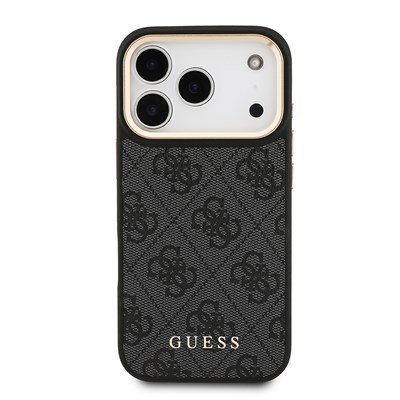 Apple iPhone 17 Pro Kılıf Guess Orjinal Lisanslı M-safe Şarj Özellikli 4G Metal Büyük Logolu Kartlıklı Kapak