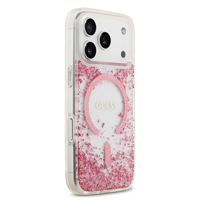 Apple iPhone 17 Pro Kılıf Guess Orjinal Lisanslı M-safe Şarj Özellikli Transparan Resin Bottom Kapak