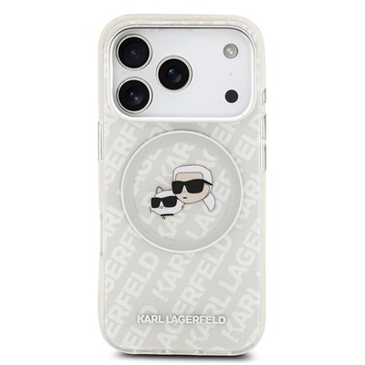 Apple iPhone 17 Pro Kılıf Karl Lagerfeld Orjinal Lisanslı Parlayan Simli Karl & Choupette Heads Kapak