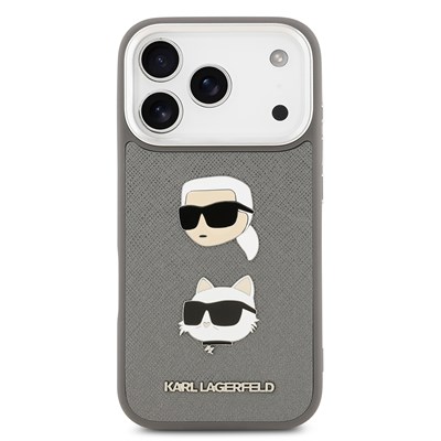 Apple iPhone 17 Pro Kılıf Karl Lagerfeld Orjinal Lisanslı Metal Logolu K&C Heads Pin Kapak