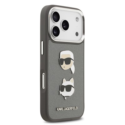 Apple iPhone 17 Pro Kılıf Karl Lagerfeld Orjinal Lisanslı Metal Logolu K&C Heads Pin Kapak