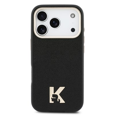 Apple iPhone 17 Pro Kılıf Karl Lagerfeld Orjinal Lisanslı M-safe Şarj Özellikli Gold Kamera Çerçeveli KHEAD Metal Logolu PU Deri Kapak