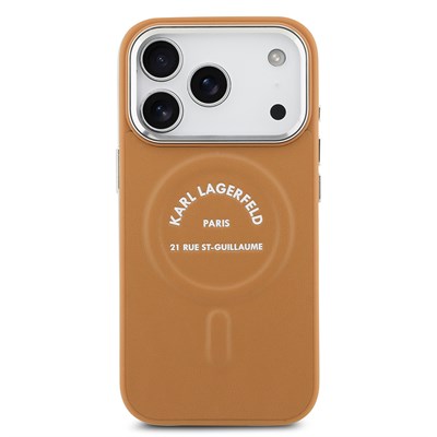 Apple iPhone 17 Pro Kılıf Karl Lagerfeld Orjinal Lisanslı M-safe Şarj Özellikli Metal Kamera ve Buton Tasarımlı Paris RSG PU Deri Kapak
