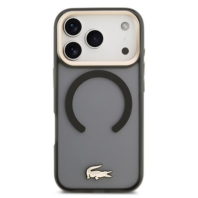 Apple iPhone 17 Pro Kılıf Lacoste Orjinal Lisanslı M-safe Şarj Özellikli Gold Timsah Logolu Buzlu Kapak