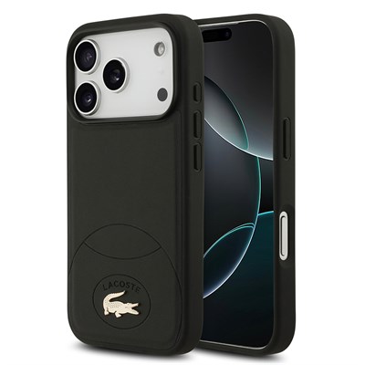 Apple iPhone 17 Pro Kılıf Lacoste Orjinal Lisanslı M-safe Şarj Özellikli PU Deri Tasarımlı Metal Logolu Kapak
