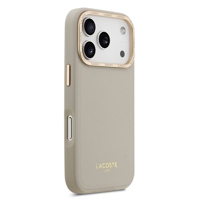 Apple iPhone 17 Pro Kılıf Lacoste Orjinal Lisanslı M-safe Şarj Özellikli Champs Elysees PU Deri Tasarımlı Kapak