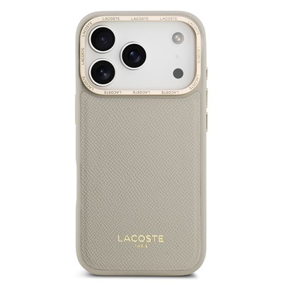 Apple iPhone 17 Pro Kılıf Lacoste Orjinal Lisanslı M-safe Şarj Özellikli Champs Elysees PU Deri Tasarımlı Kapak