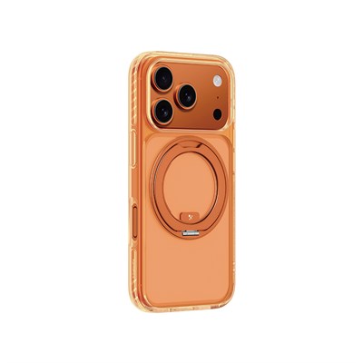 Apple iPhone 17 Pro Kılıf M-Safe Şarj Özellikli Airbag Tasarımlı Standlı AmazingThing Titan Pro MagSpin Kapak