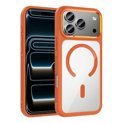 Apple iPhone 17 Pro Kılıf M-Safe Şarj Özellikli Metal Kamera Çerçeveli Zore Tiko Kapak