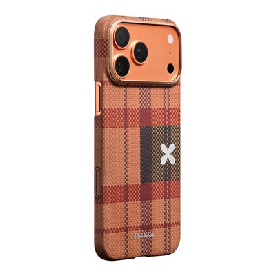 Apple iPhone 17 Pro Kılıf M-safe Şarj Özellikli Aramid Fiber Pitaka Flora in Grid Serisi Kapak