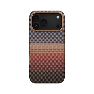 Apple iPhone 17 Pro Kılıf M-safe Şarj Özellikli Aramid Fiber Pitaka Military-Grade Sunset-Moonrise Serisi Sunset Kapak