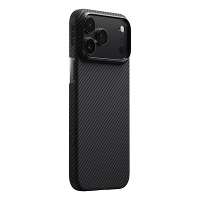 Apple iPhone 17 Pro Kılıf M-safe Şarj Özellikli 1500D Aramid Fiber Pitaka Ultra-Slim Classic Serisi Black-Grey Twill Kapak