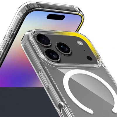 Apple iPhone 17 Pro Kılıf M-safe Şarj Özellikli Şeffaf Sert PC Zore Embos Kapak