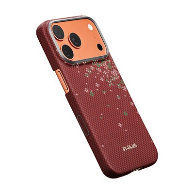 Apple iPhone 17 Pro Kılıf M-safe Şarj Özellikli Aramid Fiber Pitaka Sakura Hours Serisi Kapak