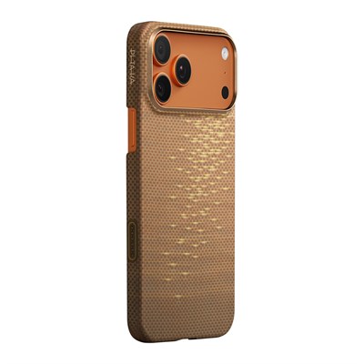 Apple iPhone 17 Pro Kılıf M-safe Şarj Özellikli Aramid Fiber Pitaka Glints of Gold Ultra Slim Serisi Kapak
