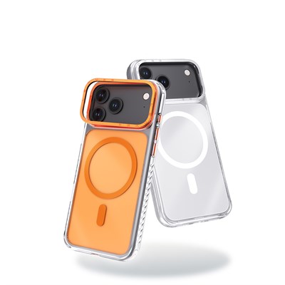 Apple iPhone 17 Pro Kılıf M-safe Şarj Özellikli Metal Kamera Çerçeveli Airbag Tasarımlı Lenyes CK221 Sert PC Kapak