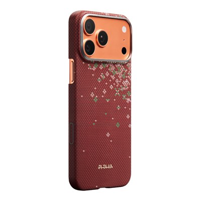 Apple iPhone 17 Pro Kılıf M-safe Şarj Özellikli Aramid Fiber Pitaka Sakura Hours Serisi Kapak