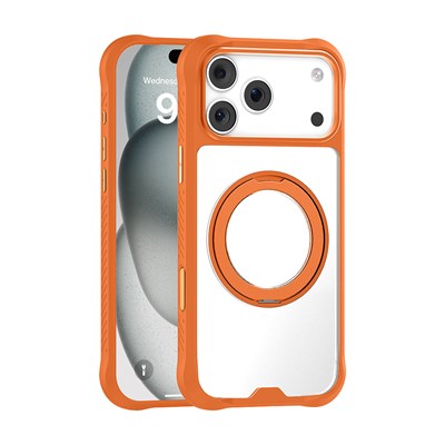 Apple iPhone 17 Pro Kılıf M-safe Şarj Özellikli Parmak Ring Standlı Airbag Tasarımlı Mutural Obsidian Serisi Kapak