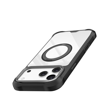 Apple iPhone 17 Pro Kılıf M-safe Şarj Özellikli Parmak Ring Standlı Airbag Tasarımlı Mutural Obsidian Serisi Kapak