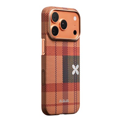 Apple iPhone 17 Pro Kılıf M-safe Şarj Özellikli Aramid Fiber Pitaka Flora in Grid Serisi Kapak