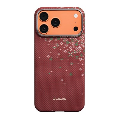 Apple iPhone 17 Pro Kılıf M-safe Şarj Özellikli Aramid Fiber Pitaka Sakura Hours Serisi Kapak