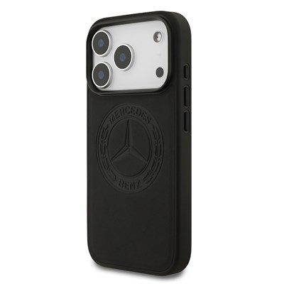 Apple iPhone 17 Pro Kılıf Mercedes Benz Orjinal Lisanslı M-safe Şarj Özellikli Hakiki Deri Nostaljik Yıldız Dizayn Kapak