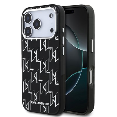 Apple iPhone 17 Pro Kılıf Orjinal Lisanslı M-safe Şarj Özellikli Karl Lagerfeld IML Baskılı Monogram Dizayn Kapak