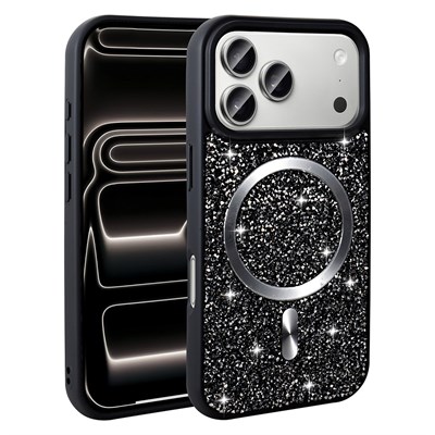 Apple iPhone 17 Pro Kılıf Pırlanta Tasarımlı M-safe Şarj Özellikli Zore Mozaik Silikon Kapak