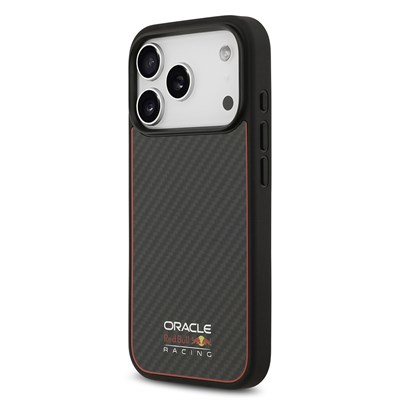Apple iPhone 17 Pro Kılıf Redbull Orjinal Lisanslı M-safe Şarj Özellikli Karbon Fiber Parlayan Logolu Kevlar Kapak
