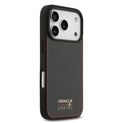 Apple iPhone 17 Pro Kılıf Redbull Orjinal Lisanslı M-safe Şarj Özellikli Karbon Fiber Parlayan Logolu Kevlar Kapak