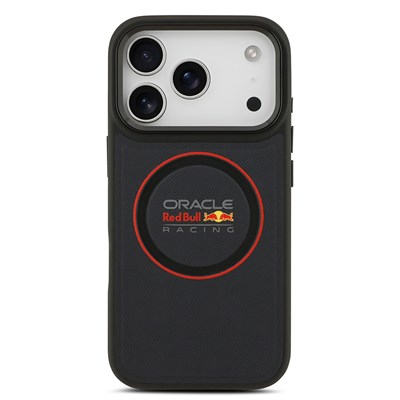 Apple iPhone 17 Pro Kılıf Redbull Orjinal Lisanslı M-safe Şarj Özellikli Kırmızı Halka ve Logo Kabartmalı PU Deri Kapak