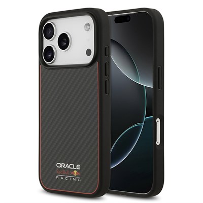 Apple iPhone 17 Pro Kılıf Redbull Orjinal Lisanslı M-safe Şarj Özellikli Karbon Fiber Parlayan Logolu Kevlar Kapak