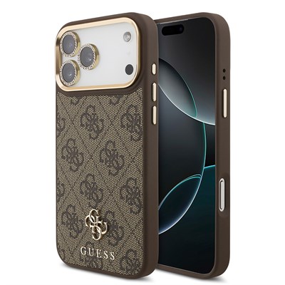 Apple iPhone 17 Pro Max Guess Orjinal Lisanslı 4G ve Yazı Logolu Kılıf + Ekran Koruyucu + Lens Koruyucu 3in1 Aksesuar Seti