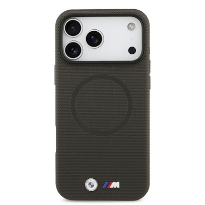 Apple iPhone 17 Pro Max Kılıf BMW Orjinal Lisanslı M-safe Şarj Özellikli Metal Logolu Delikli M Dizayn Deri Kapak